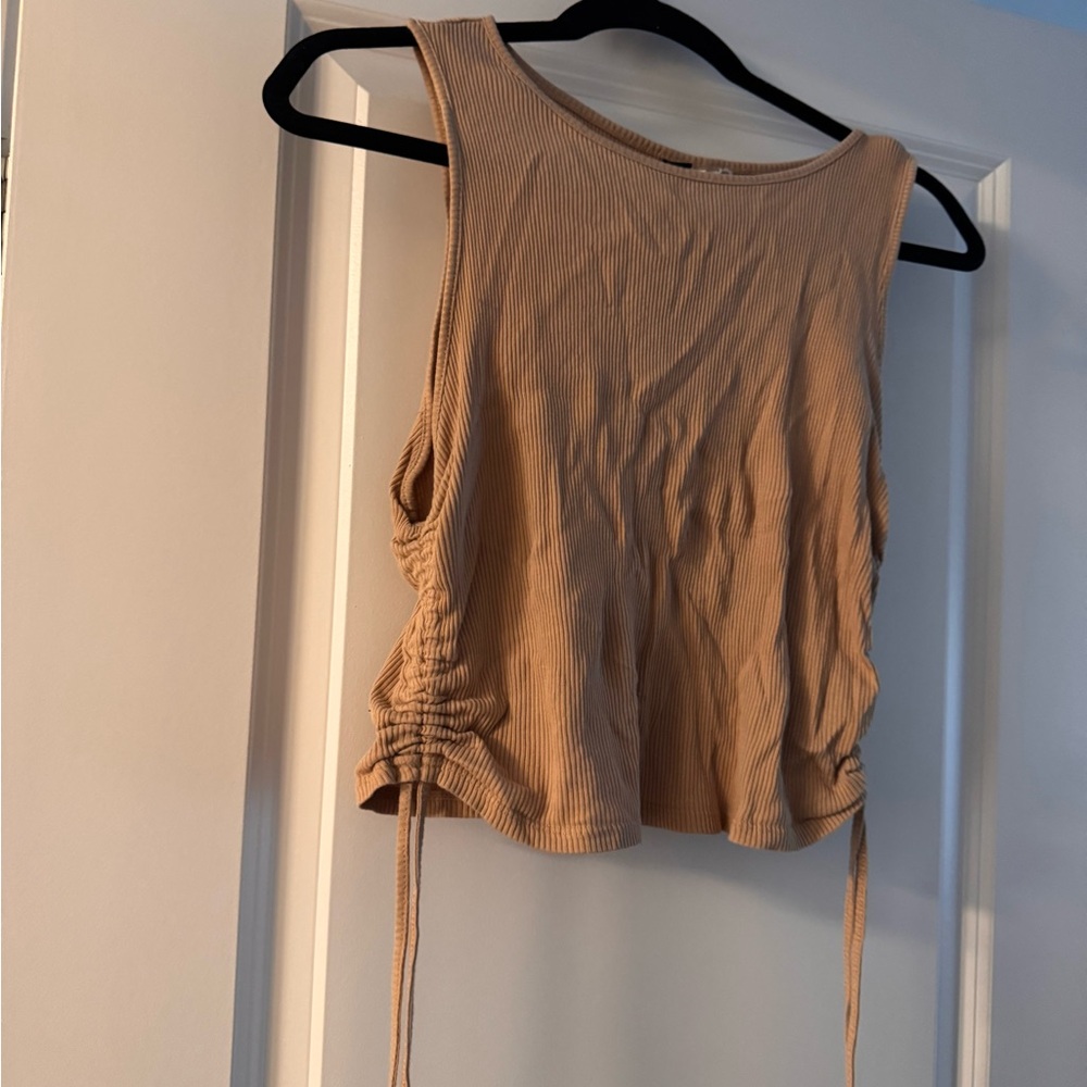 H&M Divided Tan Ruched Crop Top